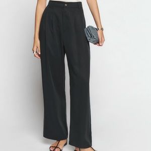 Reformation Black Cropped Mason Pant